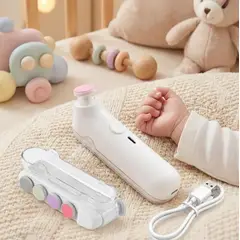 BABY - Pulidor de Uñas para Bebé Recargable con Luz LED Lima Eléctrica Silenciosa y Segura