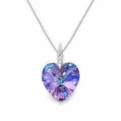 FERNANDA ROMERO JOYAS Y ACCESORIOS - Collar - Corazón del Océano - Lila tornasol Brillante - Cristal Austriaco y Plata nacional