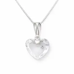 FERNANDA ROMERO JOYAS Y ACCESORIOS - Collar - Corazón Destello de Amor - Transparente - Cristal Austriaco y Plata nacional
