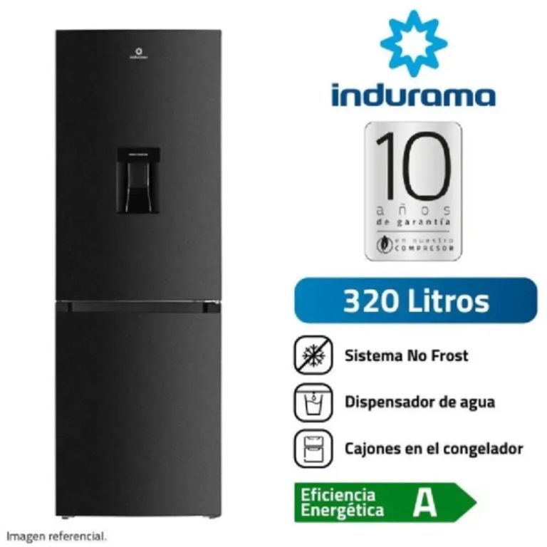 Refrigeradora C/Dispensador de agua No Frost Bottom Freezer RI-639DN 320 Lts Negro