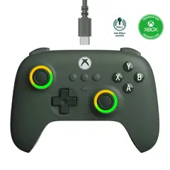 8BITDO - Controlador con cable para Xbox Series S X One Windows RGB Fire Ring Hall Effect Joysticks