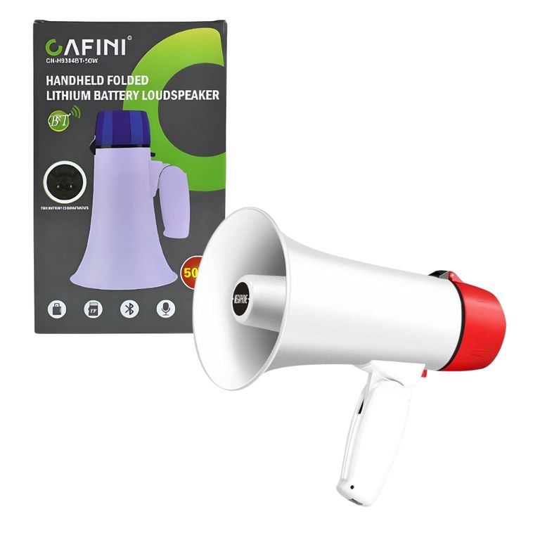 Megafono Bluetooth, USB, Grabación, Sirena Recargable 50W CN-H9304Bt