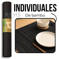 OEM - Individual De Bambú Negro Pack De 4 Para Mesa Y Comedor