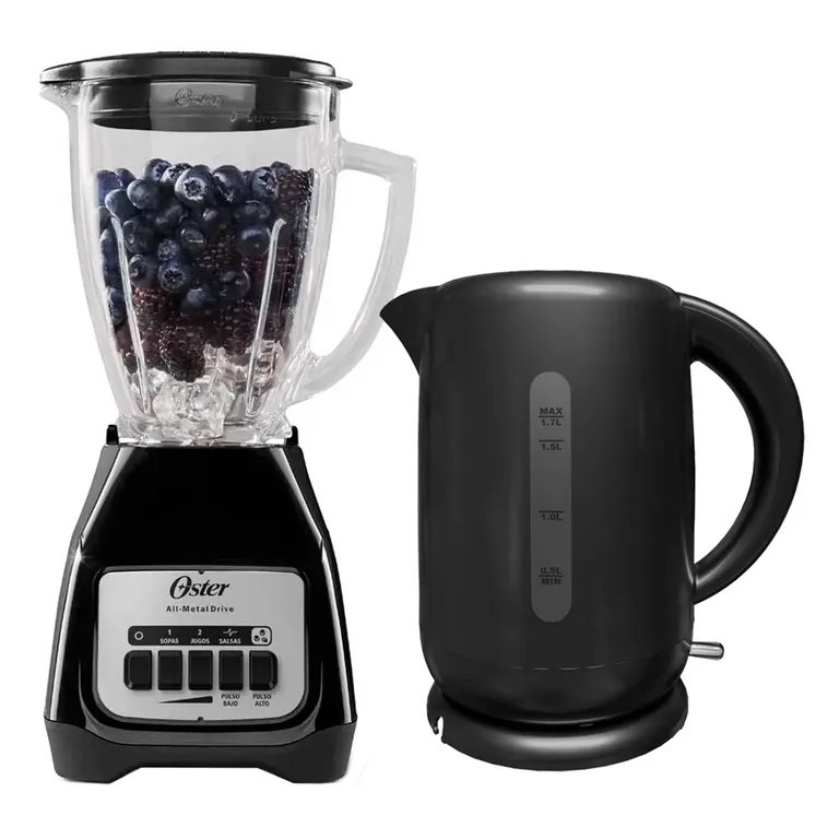 Combo Licuadora 2 velocidades + Hervidor 1.7 Litros color Negro