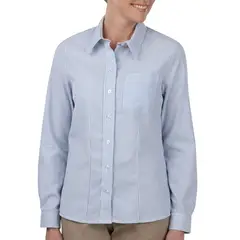 DICKIES - CAMISA PARA MUJER MANGA LARGA OXFORD RAYA AZUL BLANCA
