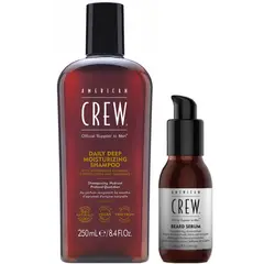 AMERICAN CREW - Shampoo Hidratante + Aceite para Barba Beard Serum Men