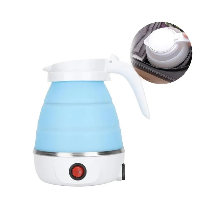 Hervidor De Agua Eléctrico Plegable De Silicona 600ml - Celeste