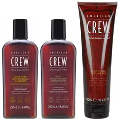 AMERICAN CREW - Shampoo Hidratante + Conditioner +Gel Fijación Suave Men