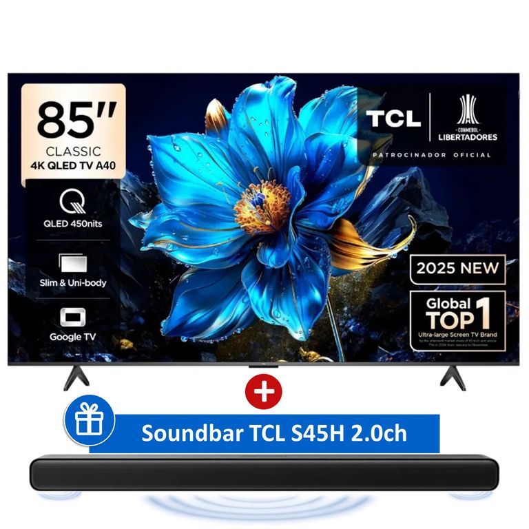 Televisor QLED 85 UHD 4K Google TV 85A400 + Soundbar 100W