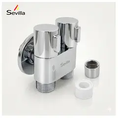 GENERICO - Válvula Angular Doble Pesado para Bidet Inodoro Con Adaptador Cromado Acero Inox Sevilla