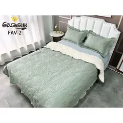 GOLDSUN - CUBRECAMA 3 PIEZA TELA CON REVERSO CARNERITO 3 PLAZAS  PREMIUN