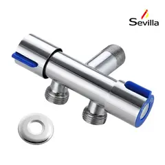 GENERICO - Válvula Angular Doble para Bidet Inodoro Cromado Acero Inox Sevilla