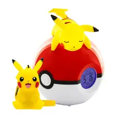 GENERICO - LUZ PORTATIL CON RELOJ DESPERTADOR DE PIKACHU SOBRE POKEBOLA