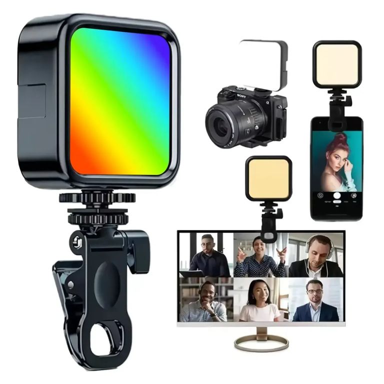Luz LED RGB Portátil AY-83 Recargable 3000mAh Con Soporte Clip 3200K-6500K
