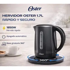 OSTER - Hervidor Eléctrico 1.7L BVSTKT3101 Negro Base 360° Apagado Automático 1850W