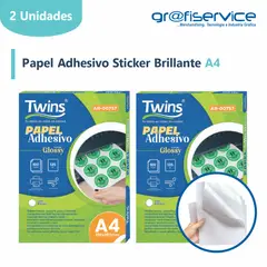 GENERICO - Pack x2 Papel Adhesivo Sticker Brillante A4 Twins 100h 135g