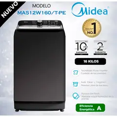 MIDEA - MA512W160T-PE - Lavadora Automática Carga Superior 16Kg Titanium
