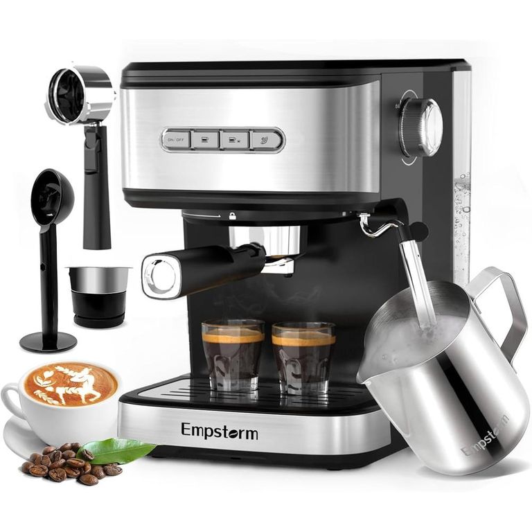 CAFETERA EMPSTORM ESPRESSO 20 BAR CON VAPORIZADOR DE LECHE - 1.5 L