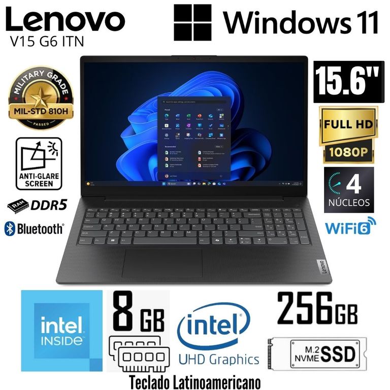 Laptop V15 G6 ITN Intel N100 8GB RAM 256GB SSD 15.6" FHD - 83M40016LD