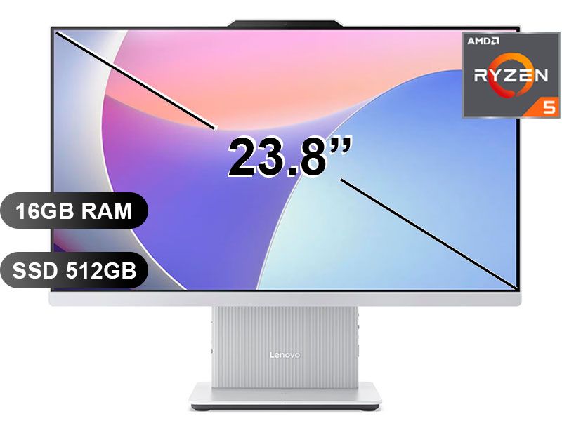 AIO IDEACENTRE 24ARR9 RYZEN 5-7535HS, 16GB RAM, 512GB SSD, SIN WINDOWS, 23.8 F0HR009TLD