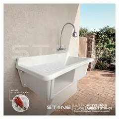STONE - COMBO LAVADERO DE FIBRA DE VIDRIO CONTRAPLACADO STBL9045 + LLAVE LAURENT STW-01
