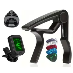GENERICO - Kit Capotraste Afinador Puas Soporte para Guitarra Eléctrica y Electroacústica