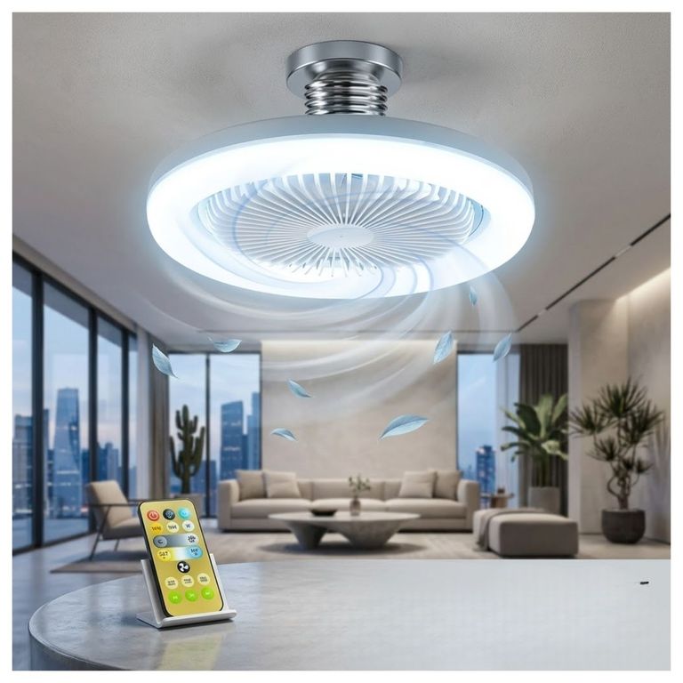 FOCO VENTILADOR DE TECHO REGULABLE CON CONTROL FACIL DE USAR