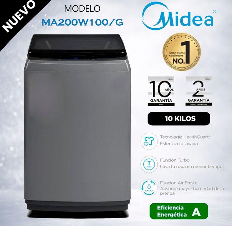 MA200W100G - Lavadora Automática 10Kg Silver