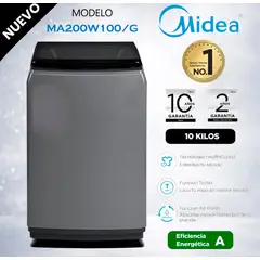 MIDEA - MA200W100G - Lavadora Automática 10Kg Silver