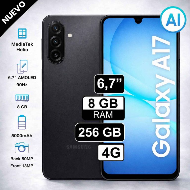 Celular Galaxy A17 4G 8GB RAM 256GB Dual SIM Negro