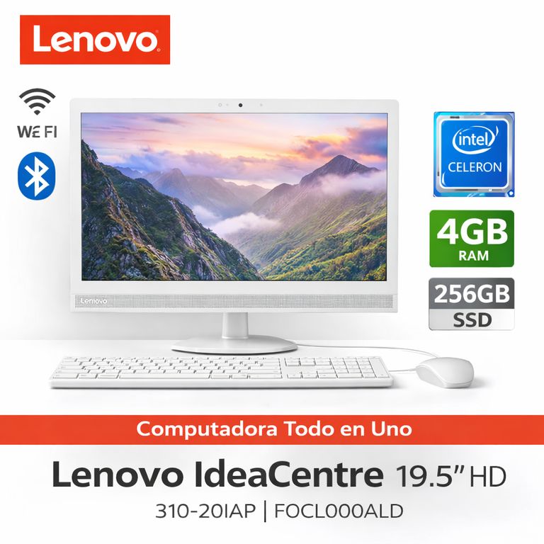 All in one IdeaCentre 310-20IAP 19.5″ HD F0CL000ALD Intel Celeron 4GB RAM 256GB Blanca