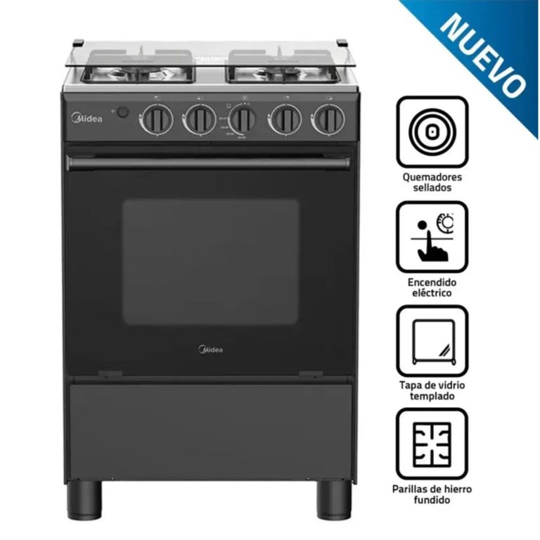 COCINA DE PIE A GAS 4 HORNILLAS NEGRO - MGS24FS2LFABBC-PE