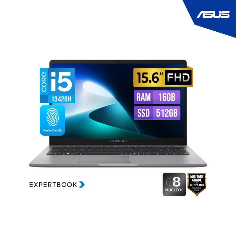LAPTOP P1503CVA-S71655 EXPERTBOOK P1 15.6" FHD TN Core i5-13420H hasta 4.6GHz 16GB DDR5 512 GB