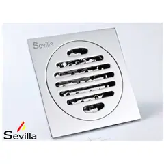GENERICO - Sumidero Rejilla de Acero Cuadrado 10cmx10cm Cromado con Check Anti olores Sevilla