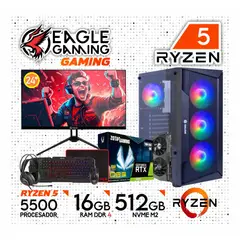NVIDIA - COMPUTADORA PC GAMER AMD RYZEN 5 5500 16GB 500GB RTX 3050 6GB MONITOR 24 FULL HD