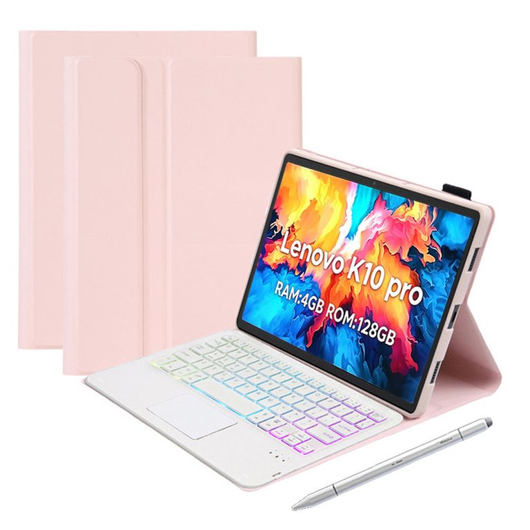 Tablet Pad K10 Pro 4+128G 10.6“ 2KLCD MediaTek G80 7700MAh Gris+Rosado luminsos teclado+Lápiz