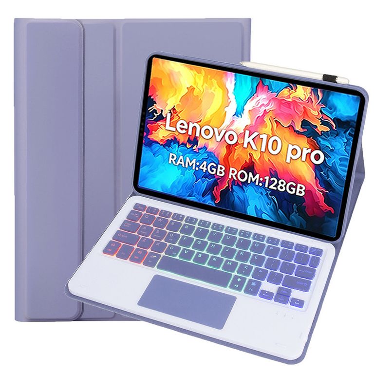 Tablet Pad K10 Pro 4+128G 10.6“ 2KLCD MediaTek G80 7700MAh Gris+Morado luminsos teclado+Lápiz