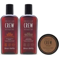 AMERICAN CREW - Daily Shampoo + Acondicionador + Cera Pomade Men