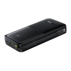 BASEUS - Batería externa Bipow 2 10000 mAh, 20W, cable USB Tipo-C integrado, negro