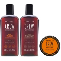 AMERICAN CREW - Daily Shampoo + Acondicionador + Cera Matte Clay Men