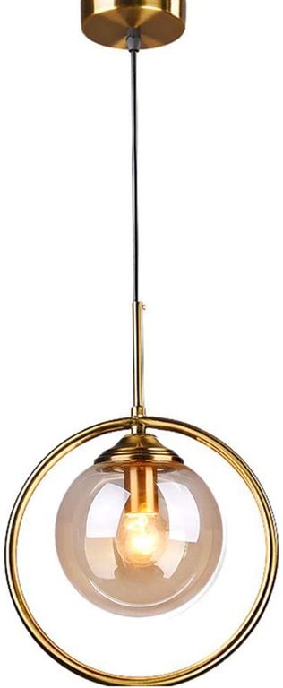 Lámpara colgante techo vintage con pantalla de bola vidrio e27 ámbar