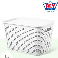 Rey Plast - Canastilla Organizadora Tavarua 22L Plástico Texturizado Reyplast.