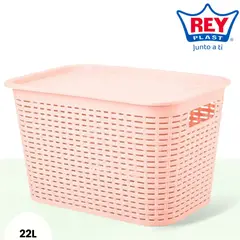 Rey Plast - Canastilla Organizadora Tavarua 22L Plástico Texturizado Reyplast.