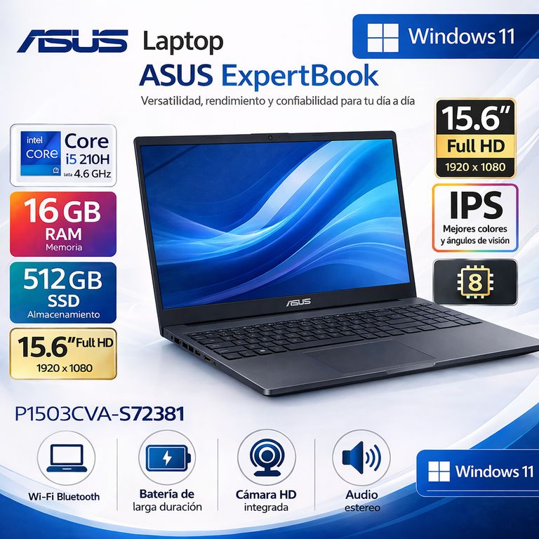 Laptop ExpertBook INTEL CORE 5-210H  16G 512GB 15.6"FHD P1503CVA-S72381