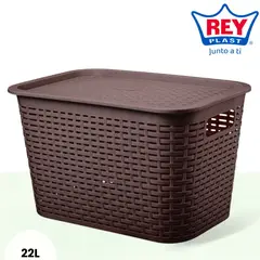 Rey Plast - Canastilla Organizadora Tavarua 22L Plástico Texturizado Reyplast.