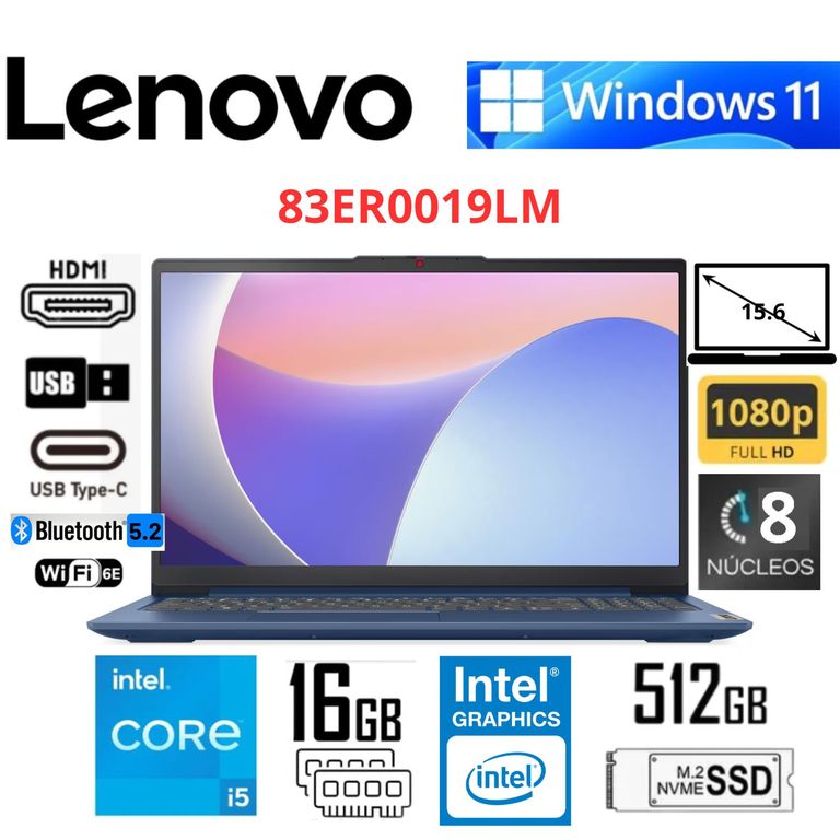 Laptop IdeaPad Slim 3 15IAH8 15.6" FHD Intel Core i5-12450H 16GB RAM 512GB SSD