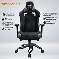 COUGAR - SILLA GAMER TITAN PRO V2 ERGONÓMICO TELA CERVICA MAGNETICA ESPUMA INCLINA 155°