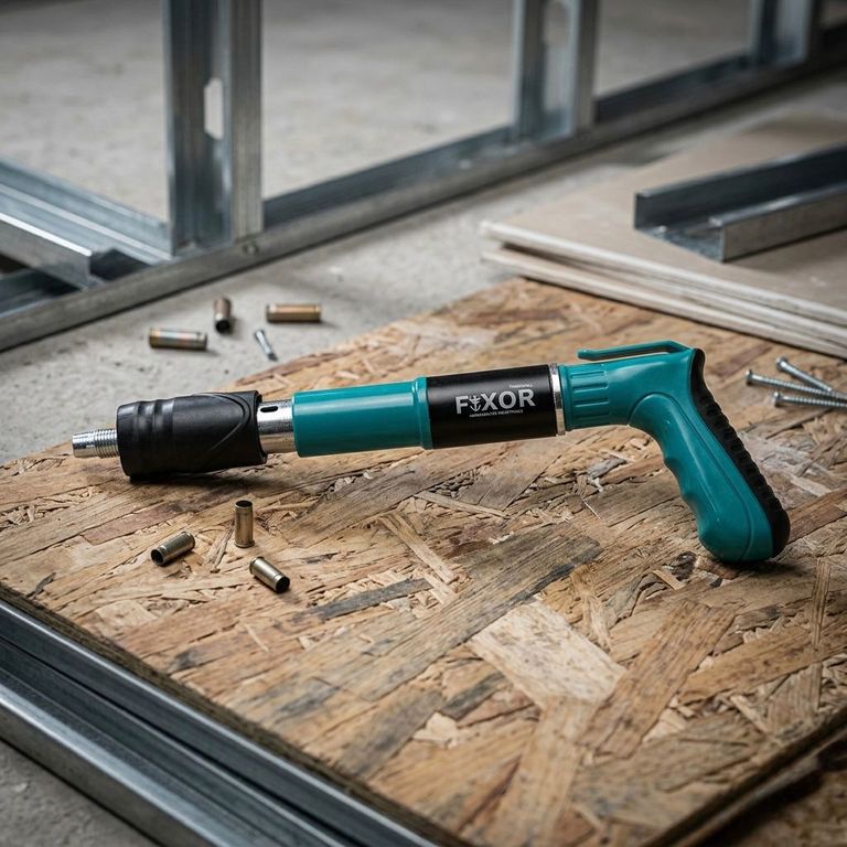 PISTOLA DE DRYWALL DE ALTO IMPACTO INCLUYE 100 CLAVOS (FIXOR INDUSTRIAL)