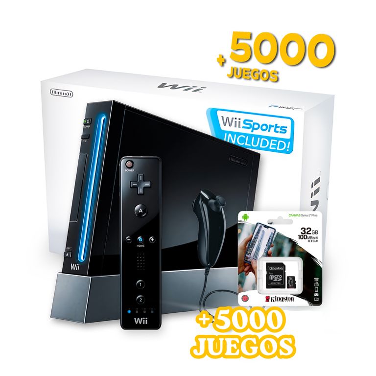Consola Wii Negro Reacondicionada + 5000 Juegos Retro