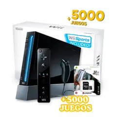 NINTENDO - Consola Wii Negro Reacondicionada + 5000 Juegos Retro
